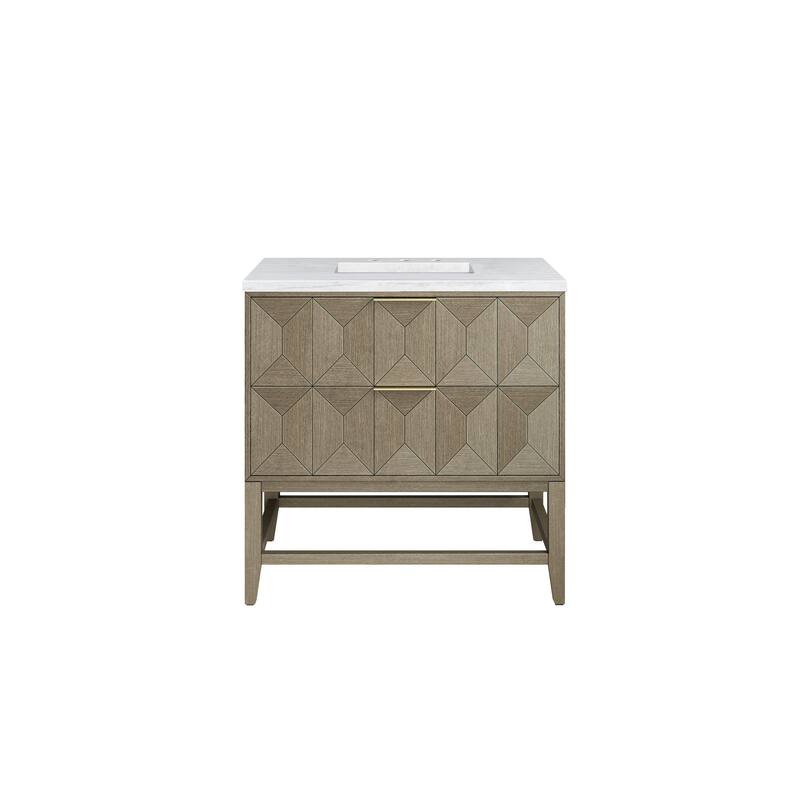 James Martin Vanities D100-V36-3AF Emmeline 36" Free Standing Single - Pebble Oak / Arctic Fall - Oak Finish