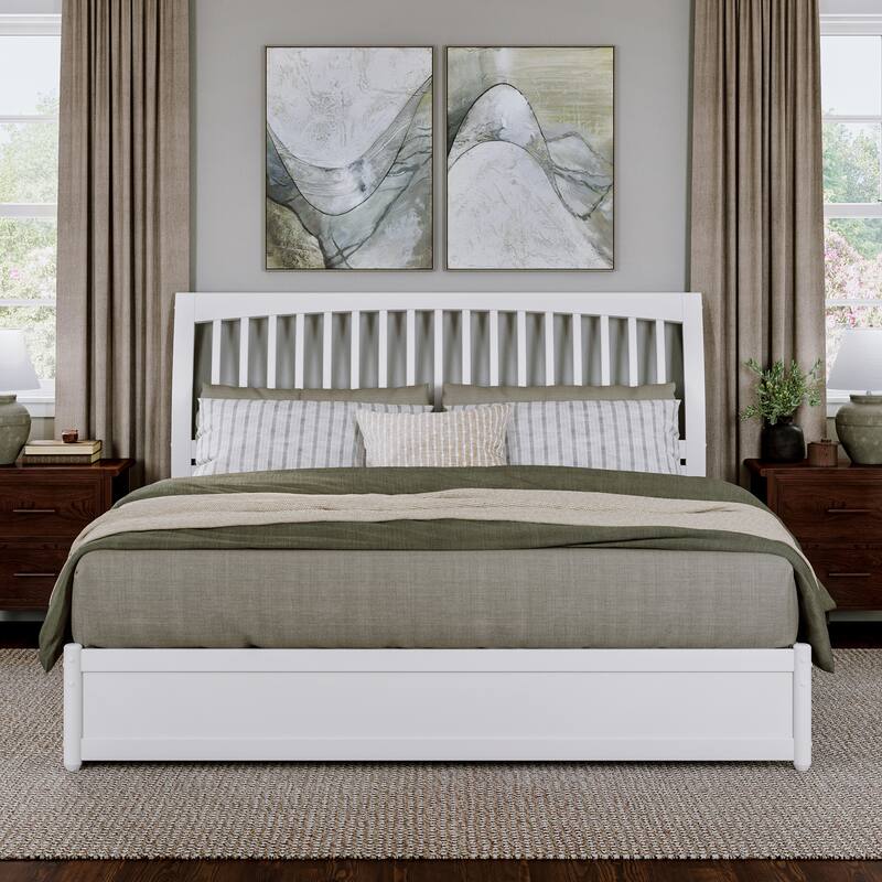 Roslyn Platform Bed with Panel Footboard and Twin Trundle