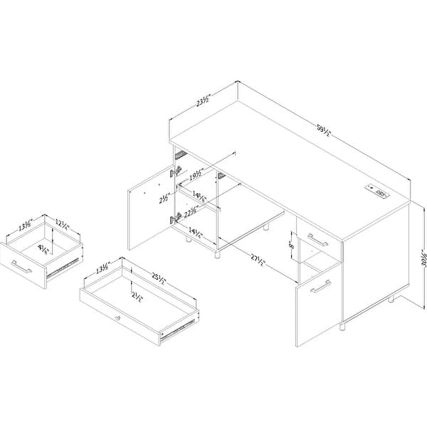 South Shore Zelia Computer Desk with Built In Power Bar On Sale Bed