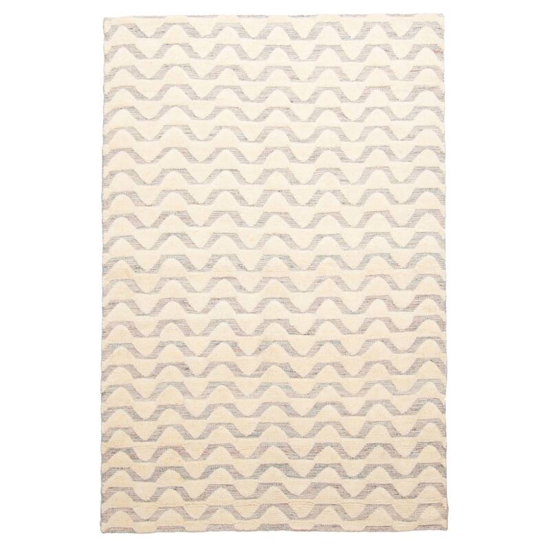 ECARPETGALLERY Hand-knotted Tangier Cream Wool Rug - 5'2 x 7'9