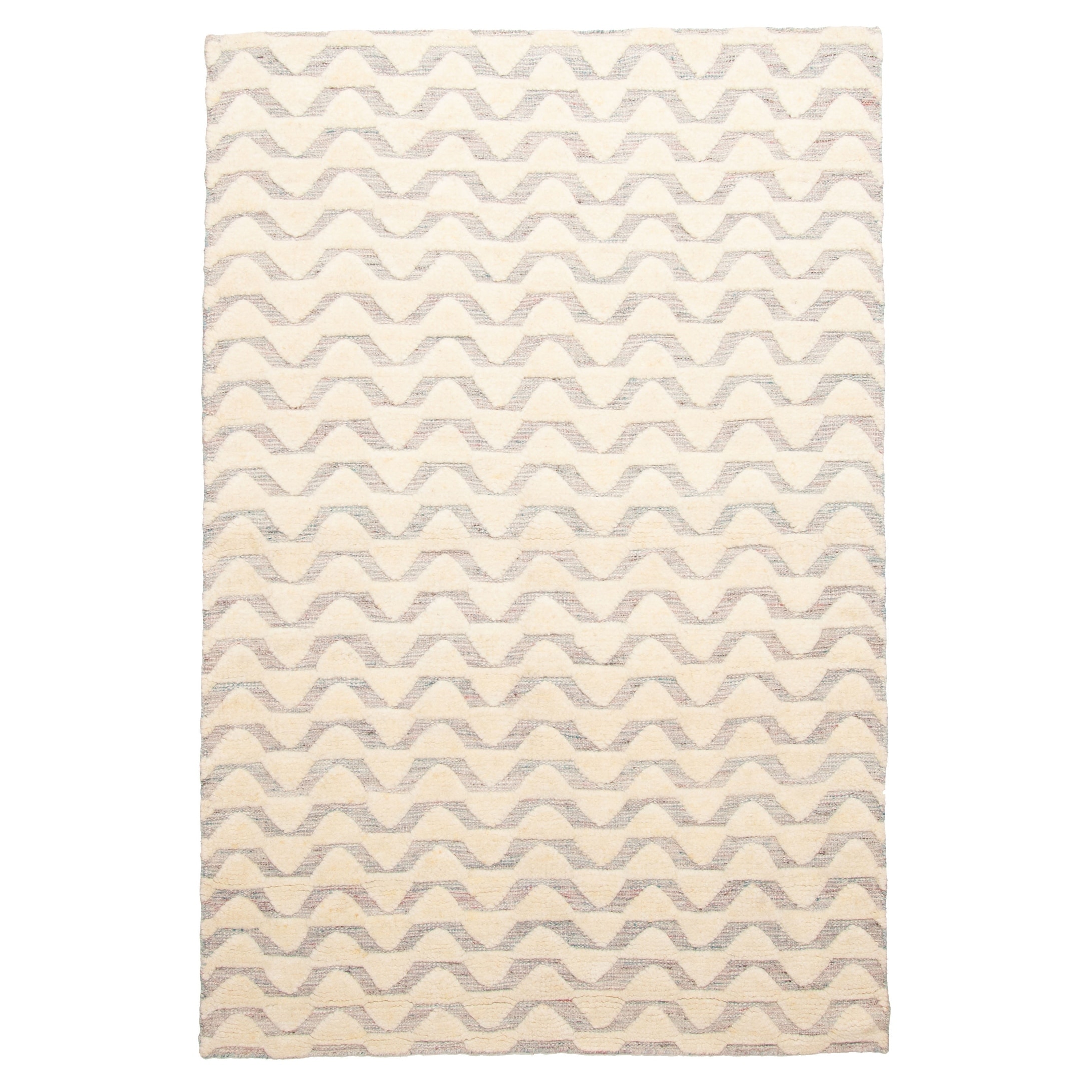 ECARPETGALLERY Hand-knotted Tangier Cream Wool Rug - 5'2 x 7'9