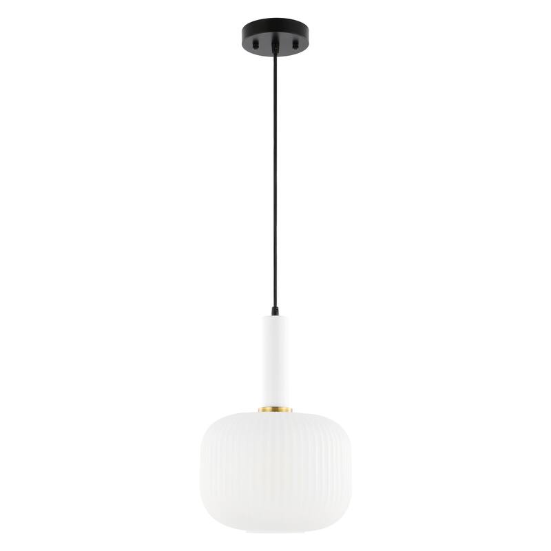 SAFAVIEH Dortje 10-inch Pendant Light - 10 In. W x 10 In. D x 17-76 In. H - White/Black - 10Wx10Dx76H