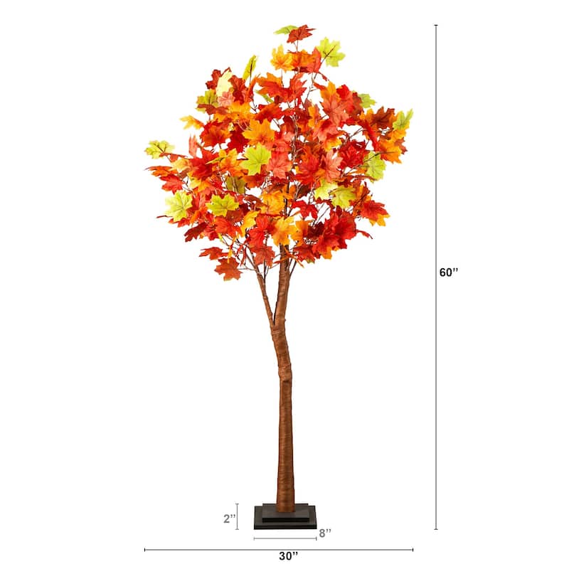 Pre-Lit Maple Artificial Fall Tree - 5' - Warm White LED Lights