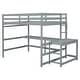 preview thumbnail 11 of 19, Full Size High Loft Bed with Built-in Desk and Ladders