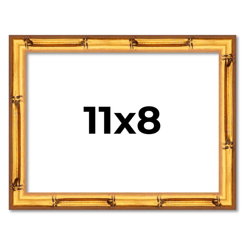 11x8 Frame Gold Bamboo Picture Frame Modern Photo Frame Includes UV Acrylic Shatter Guard Front Acid Free Foam Backing Board