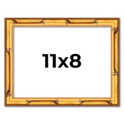 11x8 Frame Gold Bamboo Picture Frame Modern Photo Frame Includes UV Acrylic Shatter Guard Front Acid Free Foam Backing Board