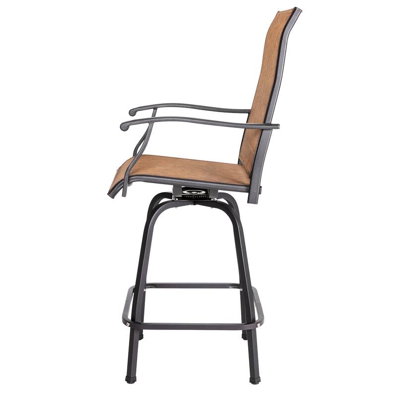 Outdoor Patio Swivel Bar Stools, All-Weather Textilene, Brown