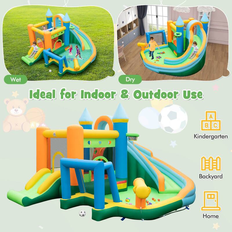 Gymax Inflatable Water Slide Kids Blow up Water Park w/ Climbing Wall