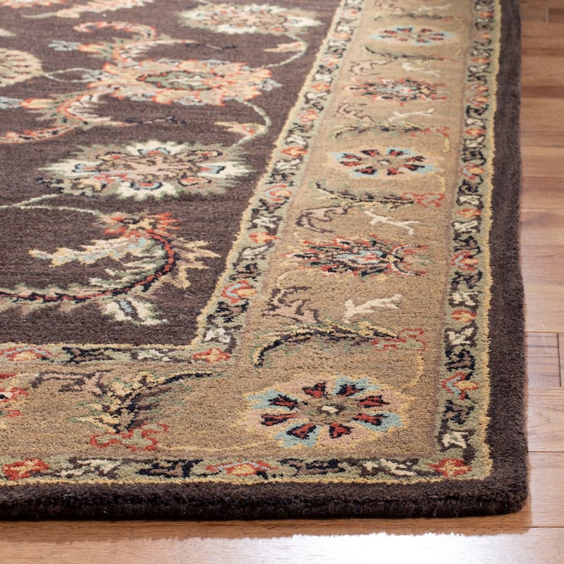 SAFAVIEH Handmade Heritage Block Print Rose Traditional Oriental Wool Rug