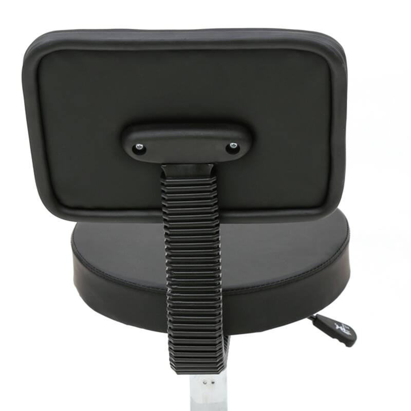 Round Shape Adjustable Salon Stool with Back Black - N/A