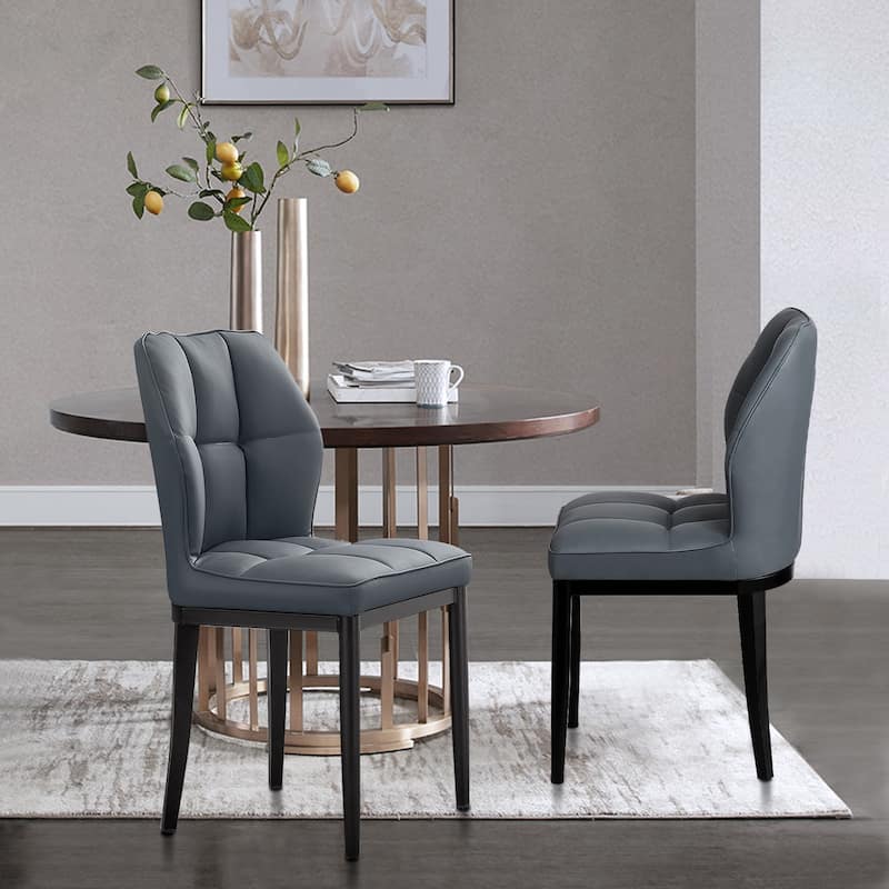 Checkered Faux Leather Upholstered Dining Chairs, Set of 2/4 - 33.7"H x 17.4"W x 17.4"D