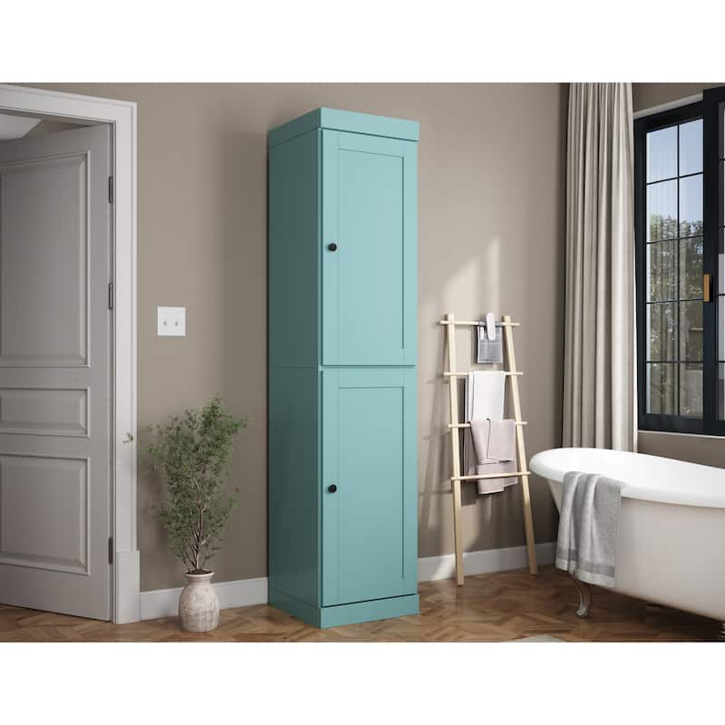 Palace Imports 100% Solid Wood 16.5" Bathroom Storage Cabinet with Shaker Doors and Adjustable Shelves - Aqua Blue