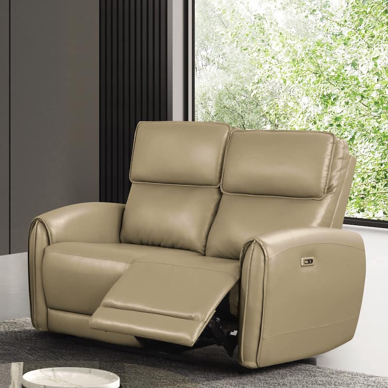 Furniture of America Elente Modern 2-Piece Power Recline Faux Leather Sofa and Loveseat Set