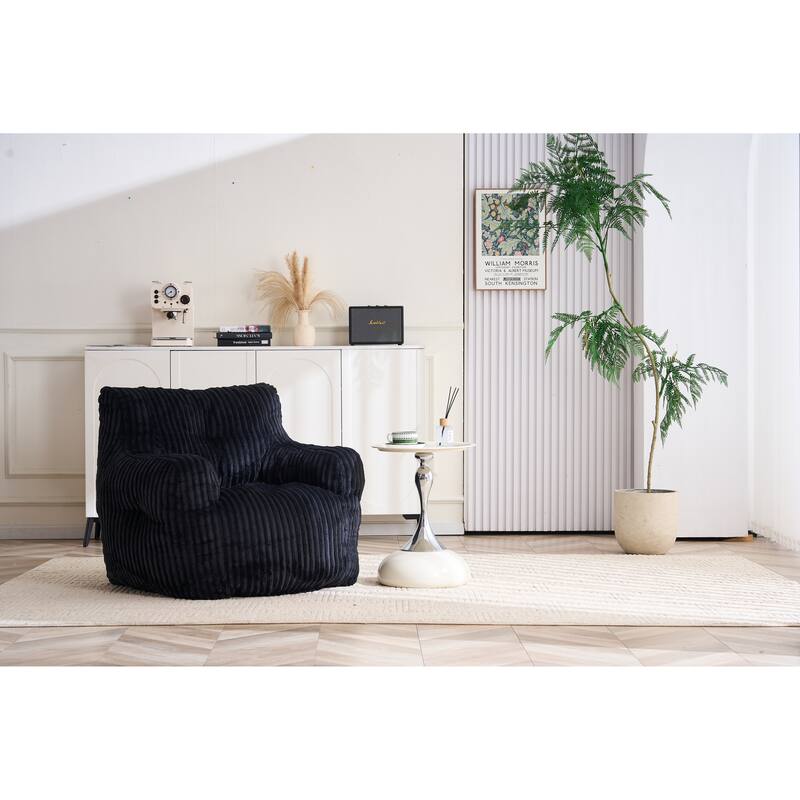 Soft Fluffy Corduroy Fabric Bean Bag Chair Filled With Memory Sponge