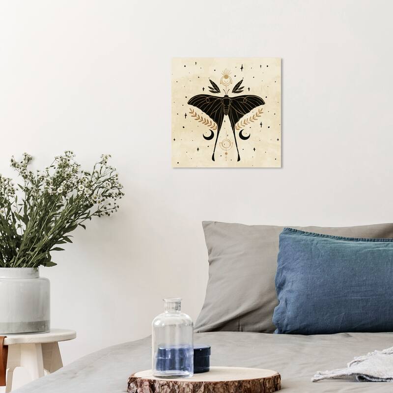 Wynwood Studio Canvas Animals Lucky Charm Black and Metallic Gold Bohemian & Eclectic Wall Art Canvas Print - 12 x 12