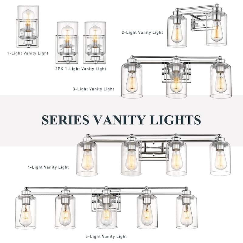 Bathroom Vanity Light,Wall Sconce Lamp Over Mirror with Clear Glass Shade