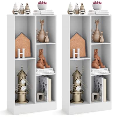 Gymax 5-Cube Bookshelf 41'' Floor Bookcase w/ 2 Anti-Tipping Kits