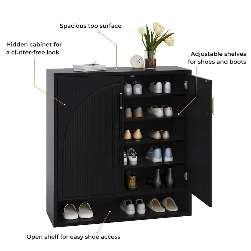24 Pair Shoe Storage Cabinet with Adjustable Shelves, Hidden Shoe Organizer for Entryway, Foyer, Hallway