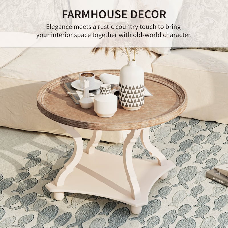 COZAYH Rustic Farmhouse Cottagecore Coffee Table