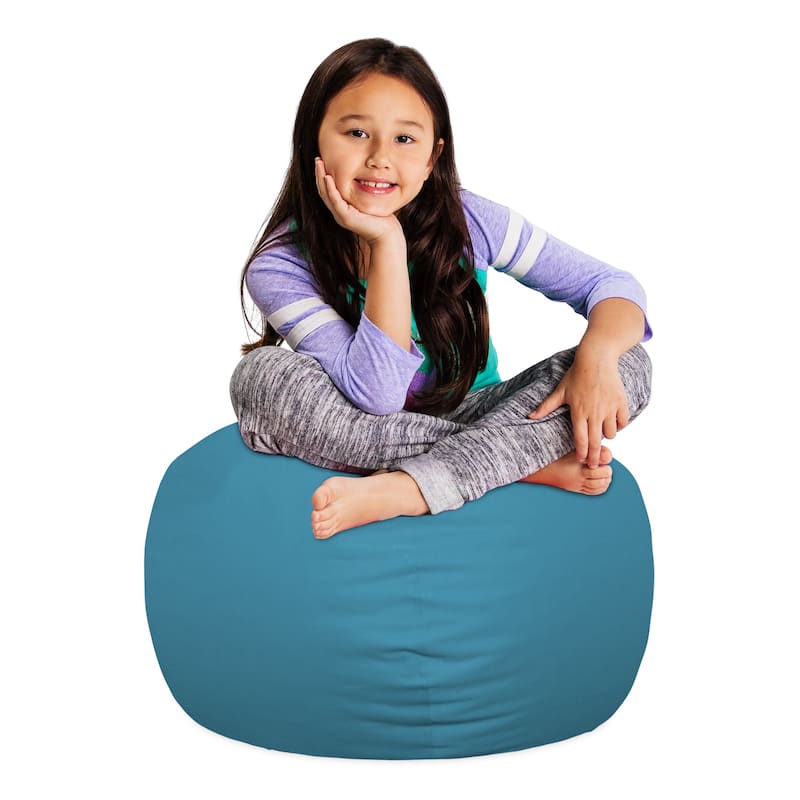 Kids Bean Bag Chair, Big Comfy Chair - Machine Washable Cover - 27 Inch Medium - Heather Teal