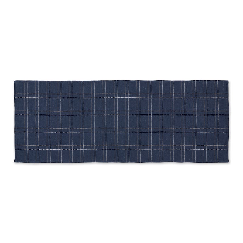 DII French Blue Variegated Plaid Recycled Yarn Rug (Set of 2) - Big