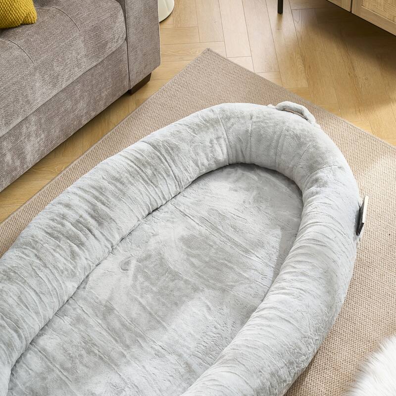 Human Dog Bed for Adult, Giant Extra Large Memory Foam Human Size Pet Bed for People, Fluffy Plush Dog Bed for Human