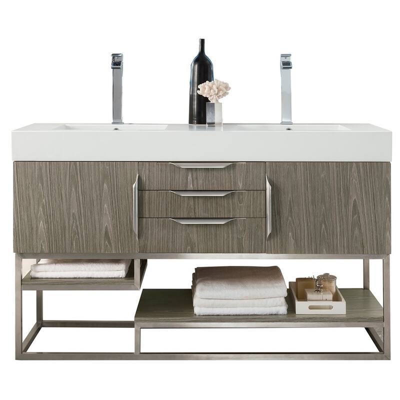 James Martin Vanities 983-V59D-R-BN-GW Columbia 59" Free Standing - Ash Gray