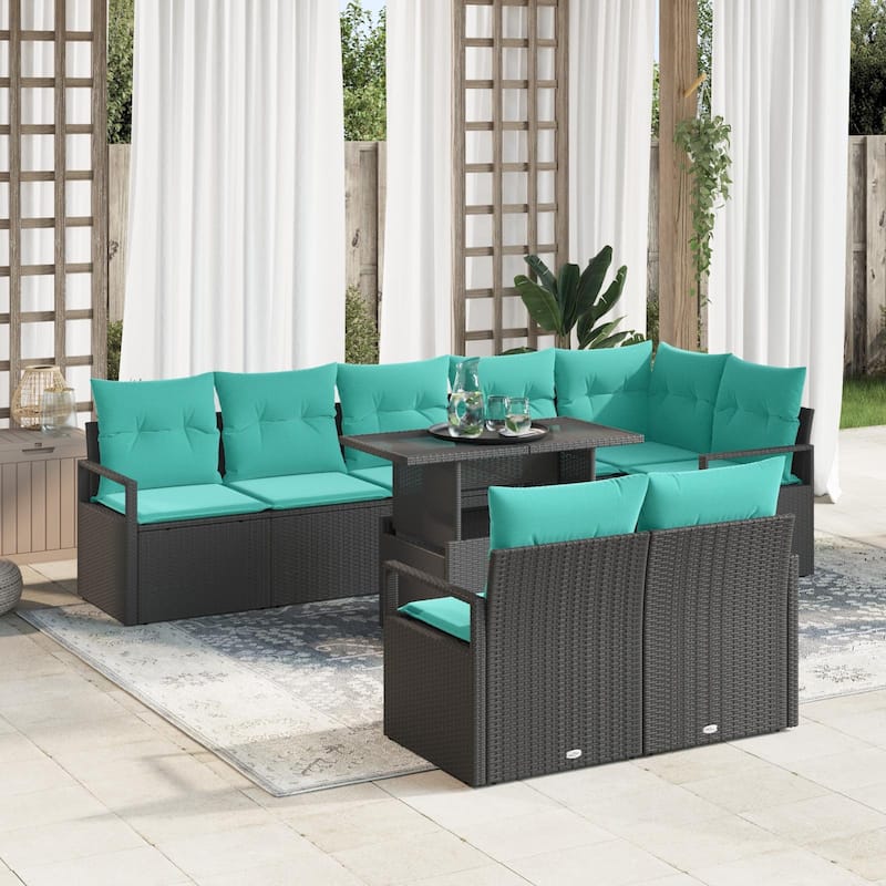 vidaXL 9 Piece Garden Sofa Set with Cushions - 113×48×27.2 - Black