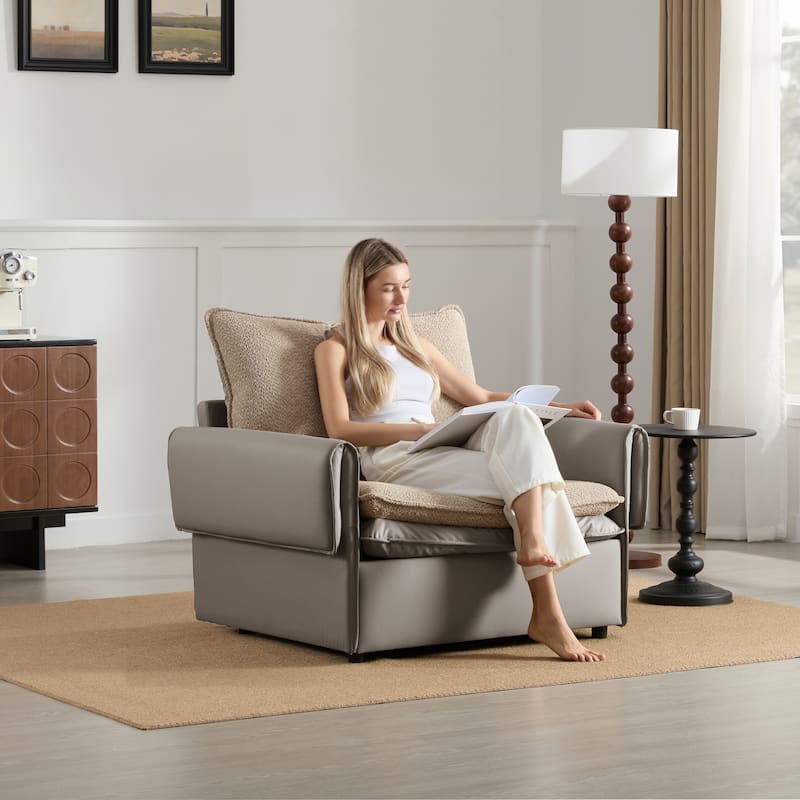 Modern Oversized Accent Chair with Dual-Sided, Upholstery Single Sofa Chair Lounge Chair with Armrest Options