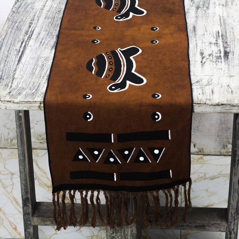 Novica Handmade Turtle Procession Cotton Table Runner