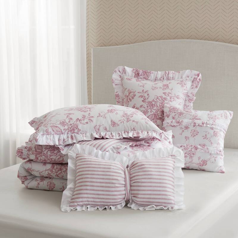 5 Pieces Full/Queen Comforter Set with Decorative Pillows