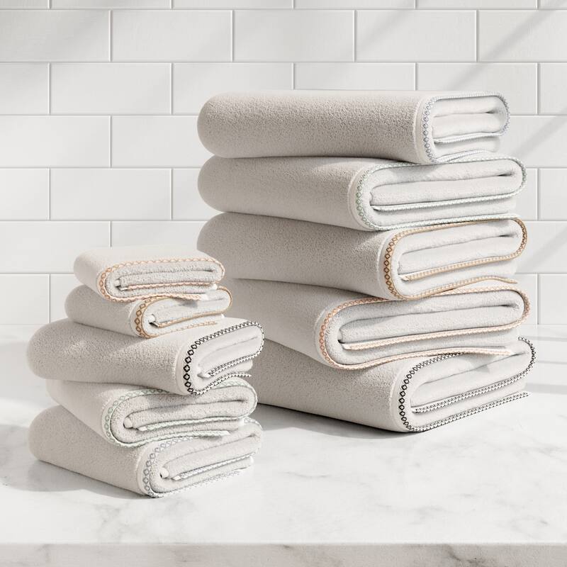 Linery & Co. Quick-Dry Cotton and Decorative Border Towel Set