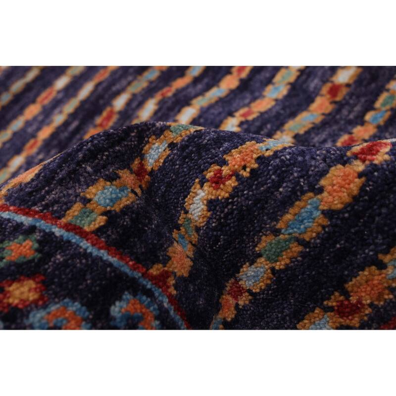 ECARPETGALLERY Hand-knotted Peshawar Ziegler Navy Wool Rug - 5'9 x 8'1