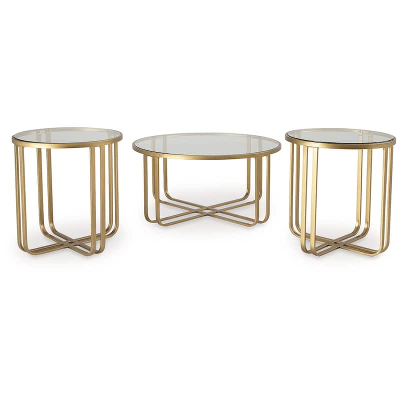 Signature Design by Ashley Milloton Gold Table (Set of 3) - 36" W x 36" D x 18.13" H