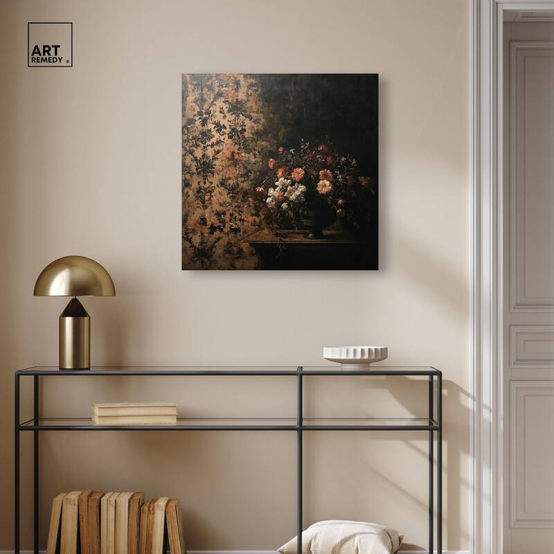 Dark Floral Elegance Canvas by Art Remedy, Gallery Wrapped