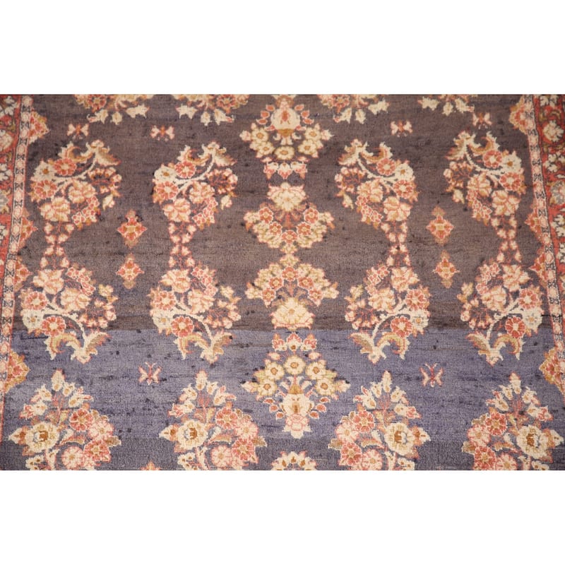 All-Over Floral Sarouk Persian Vintage Rug Hand-knotted Wool Carpet - 3'10"x 4'10"