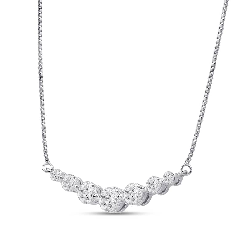 1ct Lab Grown Diamond Curved Bar Necklace in 14k Gold for Women