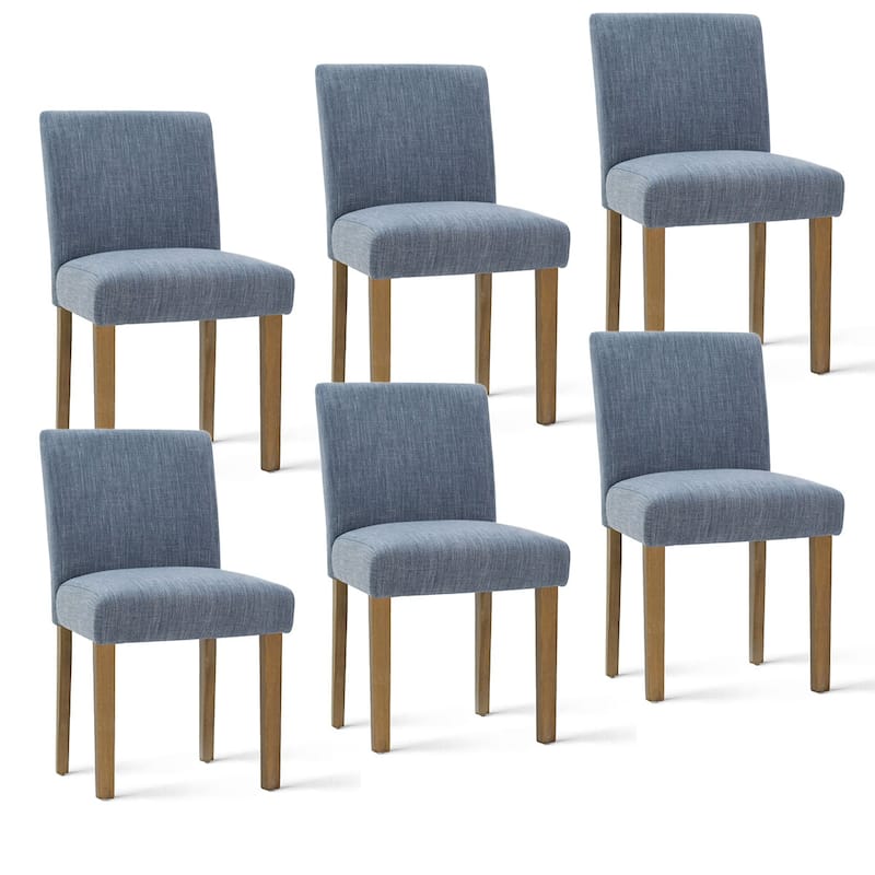 Parsons Dining Chairs with Linen Upholstery and Solid Wood Legs