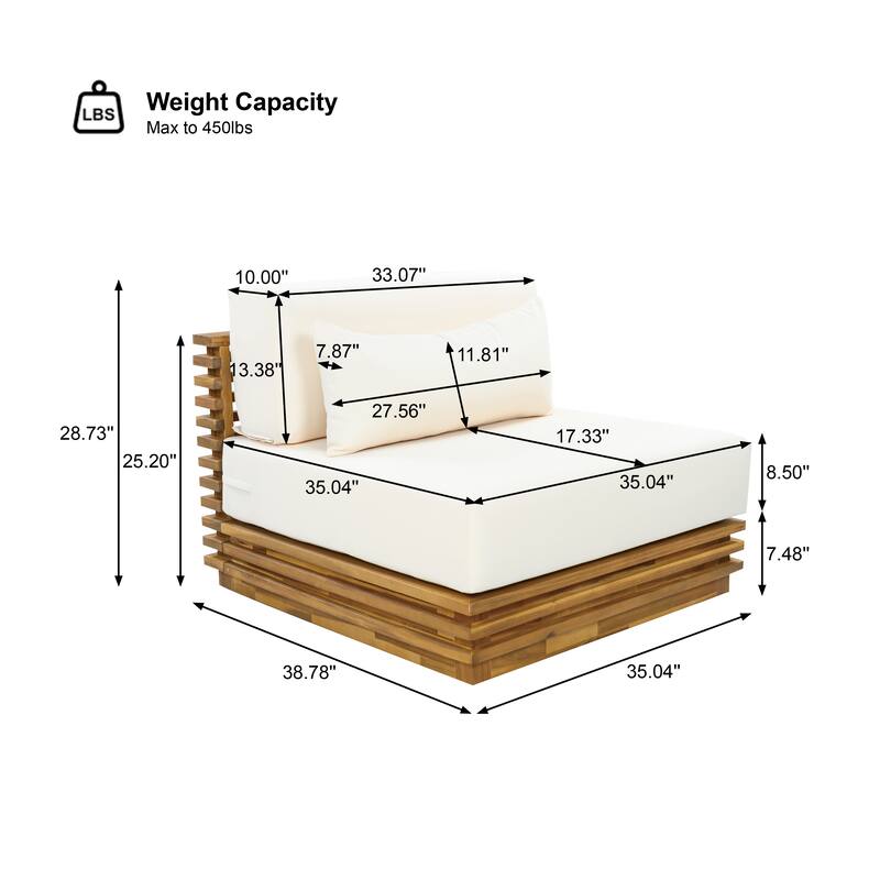 Christopher Knight Home - Outdoor 2-Piece Wood Conversation Set with Cushions and Side Table