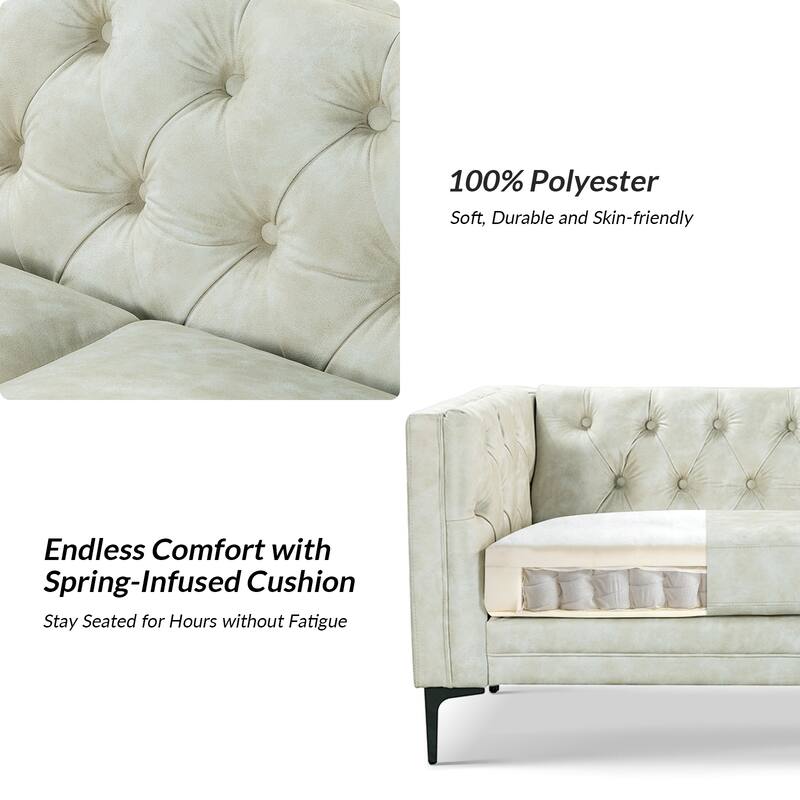 Calymne 84" Classic Square Arms Sofa with Button-Tufted Back by HULALA HOME