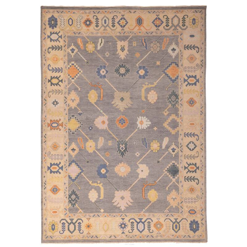 ECARPETGALLERY Hand-knotted Modern Oushak Grey Wool Rug - 9'11 x 13'10