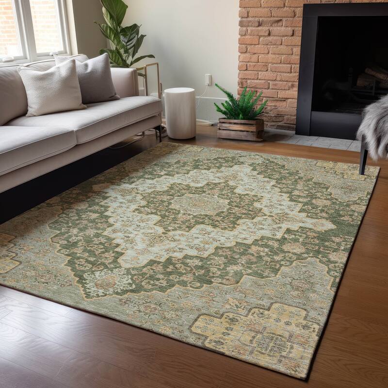 Machine Washable Indoor/ Outdoor Traditional Karachy Chantille Rug