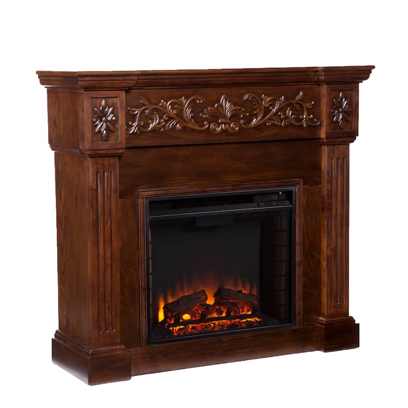SEI Furniture Ortiz Espresso Electric Fireplace - N/A