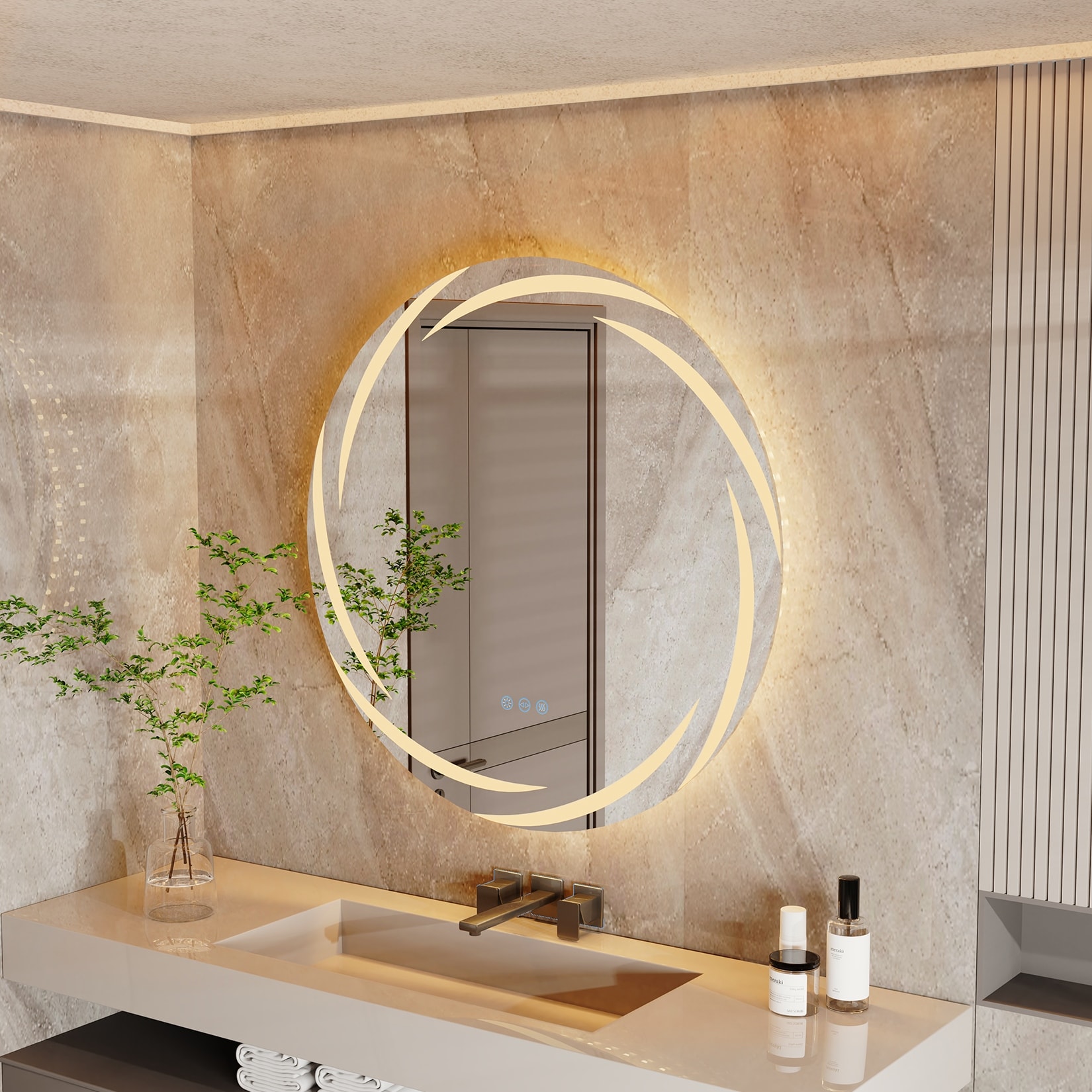 Jodie Large Illuminated LED Bathroom Mirror with Digital Clock and Anti-Fog