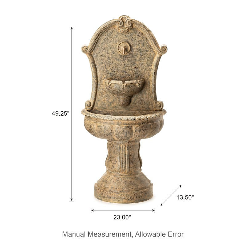 Glitzhome 49''H Oversized Faux Granite Multi-tiered Pedestal Outdoor Floor Fountain