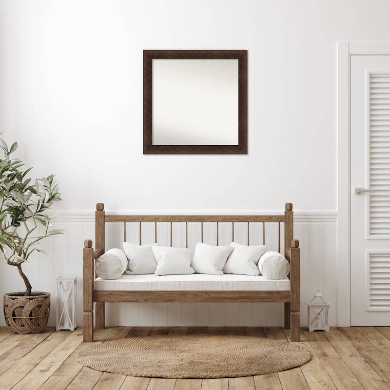 Warm Walnut Non-Beveled Wood Framed Wall Mirror - Warm Walnut