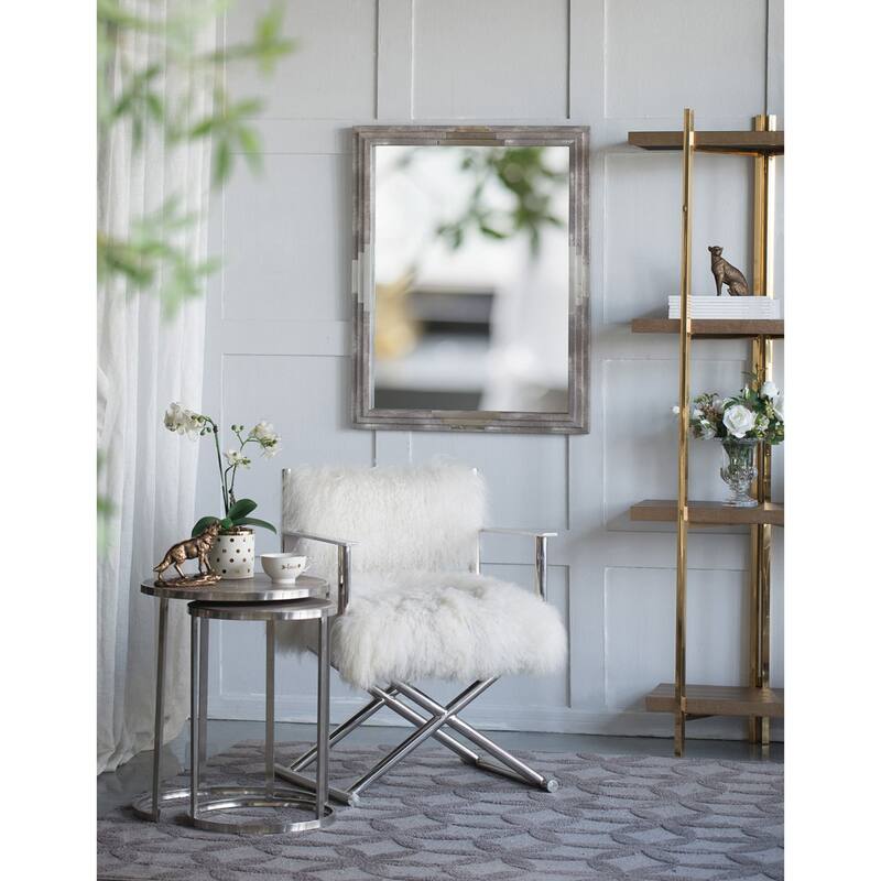 Set of 2 Silver Round Nesting Tables with Rod Legs- 22 Inches