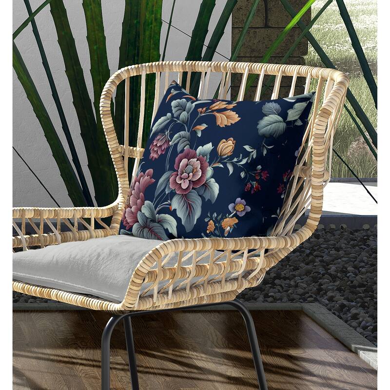 Orchit Magic Indoor/Outdoor Reversible Throw Pillow Indigo and Purple