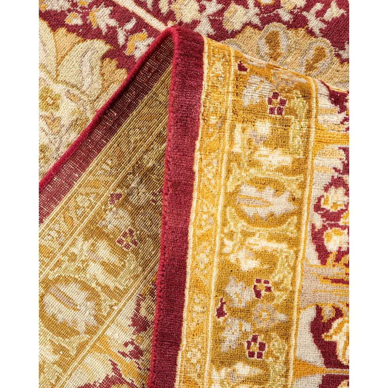 Overton Handknotted Wool Traditional Oriental Purple Area Rug - 8' x 10'