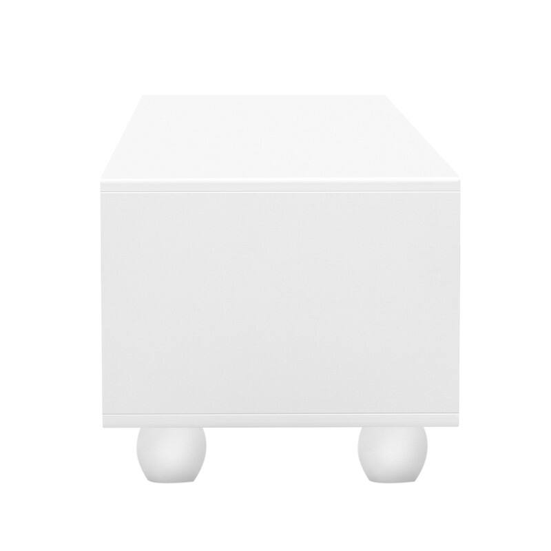 Modern TV Stand for TVs up to 80 Inches, Entertainment Center with Glass Door and 2 Drawers, Wood Long Storage Cabinet